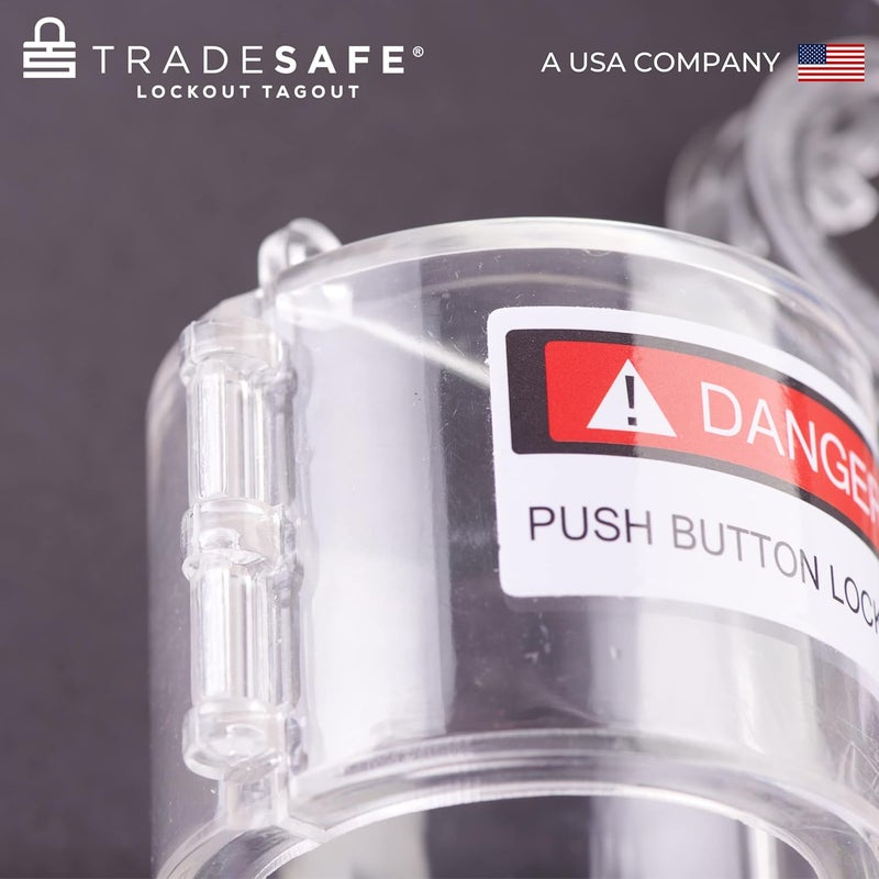 TRADESAFE Emergency Stop Button Cover Lockout - Round Transparent Push Button Switch Cover, 7/8-inch up to 1-1/2 inch Hole Diameter, 3-Piece Push Button Lockout - Image 5